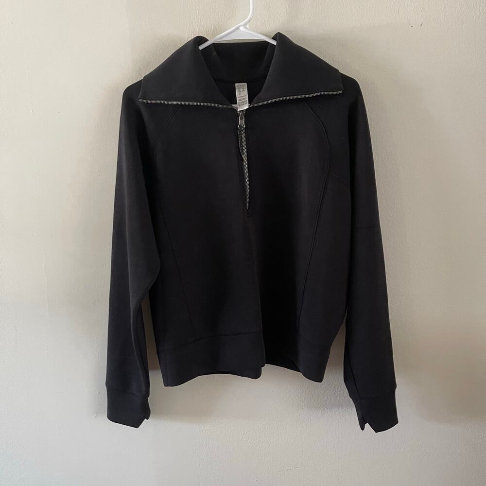 Spanx AirEssentials Half-Zip Pullover Black Womens Medium Sweatshirt Lounge
